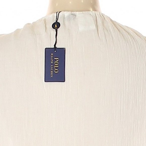 NWT Polo Ralph Lauren White Gauze Tie-Neck Boho Peasant Top Size S MSRP $99 - Picture 3 of 4